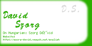 david szorg business card